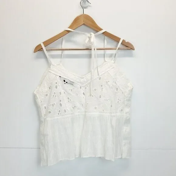 IRO Mireya Eyelet Strappy Halter Neck Peplum Top - Picture 9 of 14